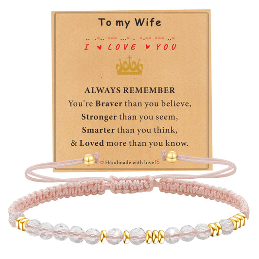 TAGOMEI Gifts for Wife Birthday Gifts for Wife from Husband Anniversary Valentines Day Gifts for Wife Her Morse Code Bracelets for Women Beaded Bracelets Christmas Romantic Gifts for Her