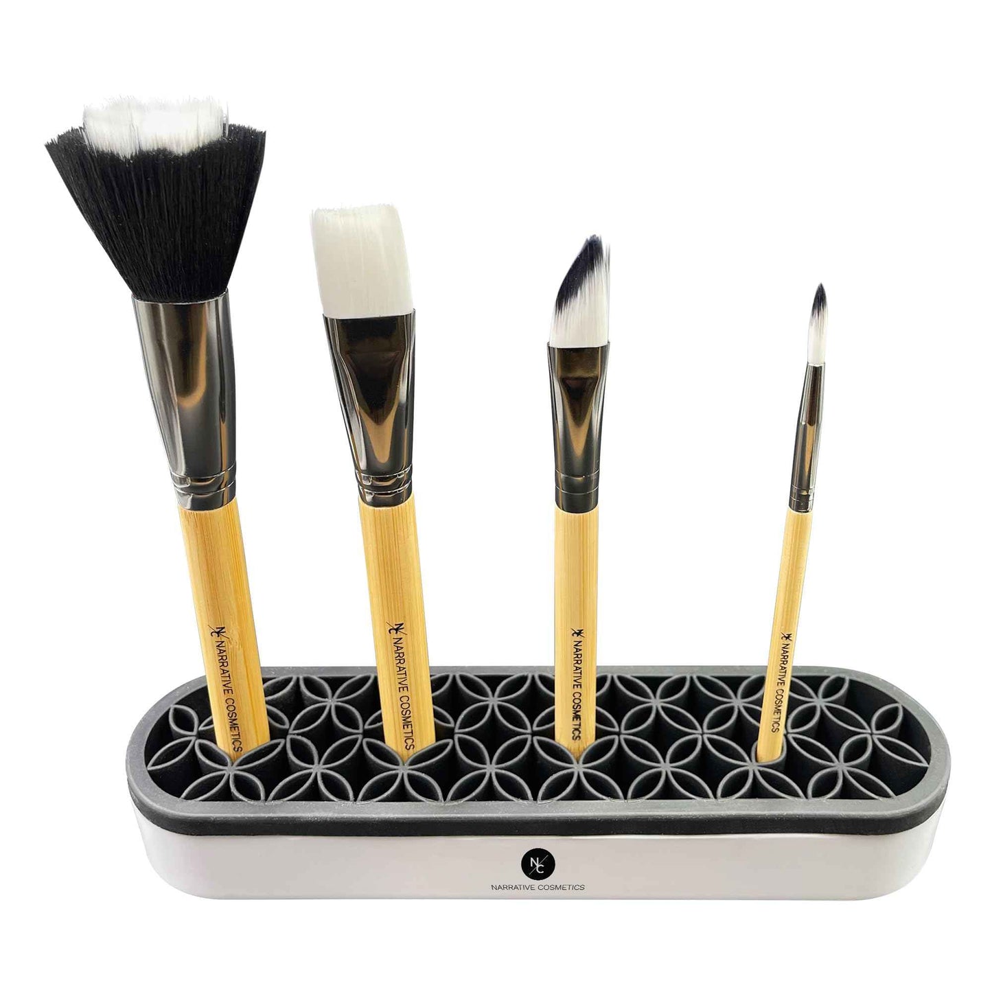Narrative Cosmetics Upright Silicone Brush Holder with Round Corners - Black