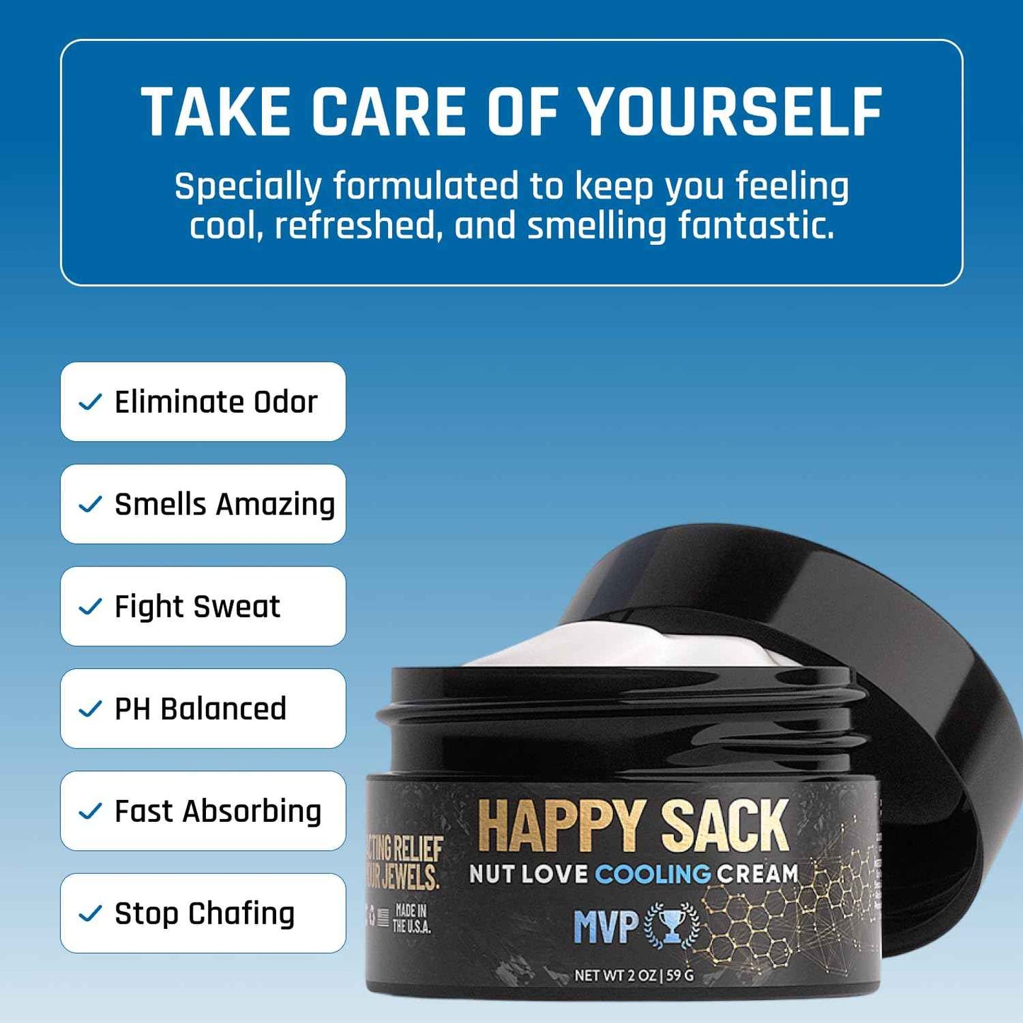 Derm Dude Happy Sack Ball Deodorant Anti Chafing Cream & 3 in 1 Power Wash Set | Mens Body Wash, Shampoo & Conditioner | With All-Natural DeoPlex for Odor Control & Aloe Vera to Hydrate - MVP Scent