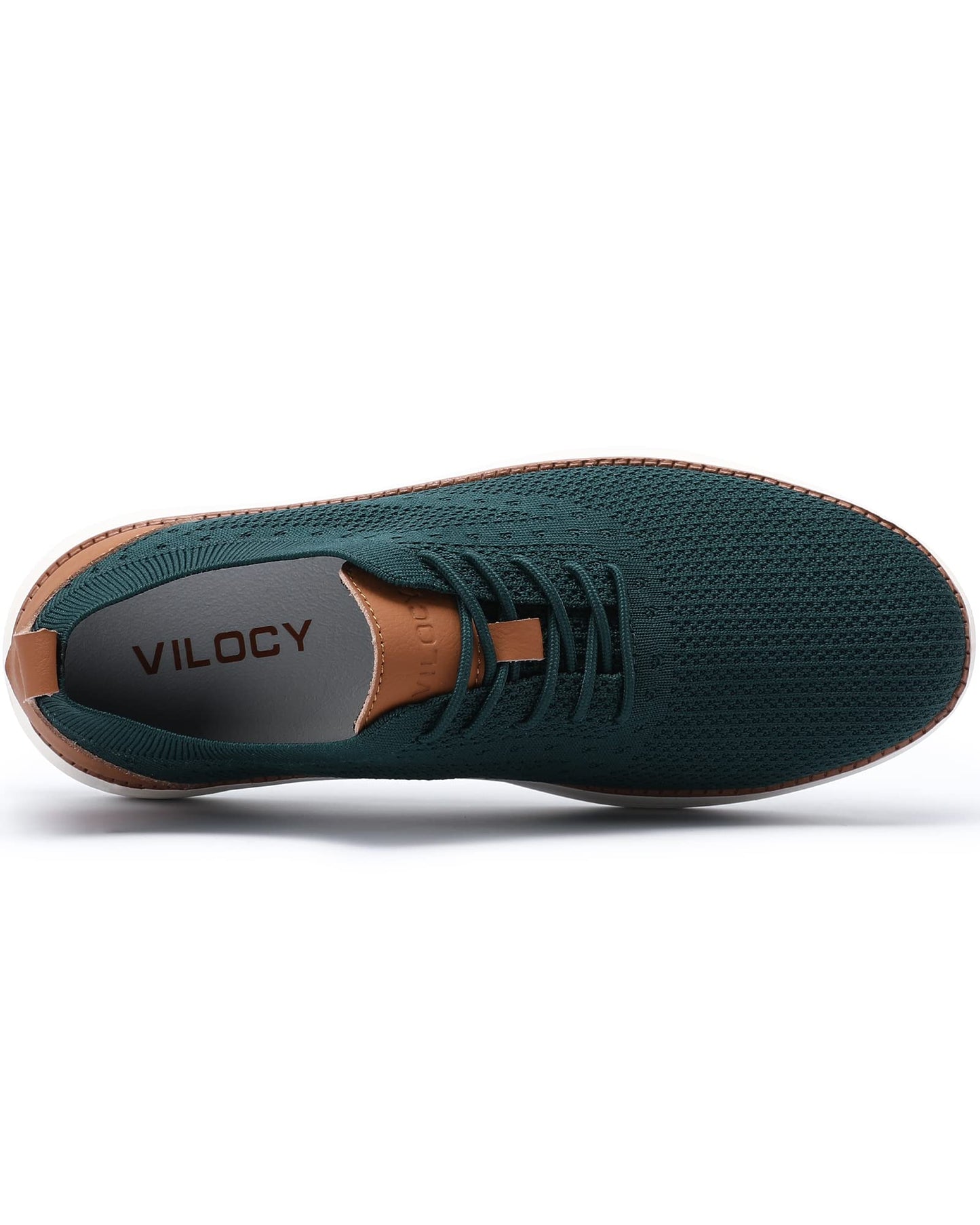 VILOCY Men's Casual Dress Sneakers Oxfords Business Shoes Lace Up Lightweight Comfortable Breathable Walking Knit Mesh Fashion Sneakers Tennis Green,EU40