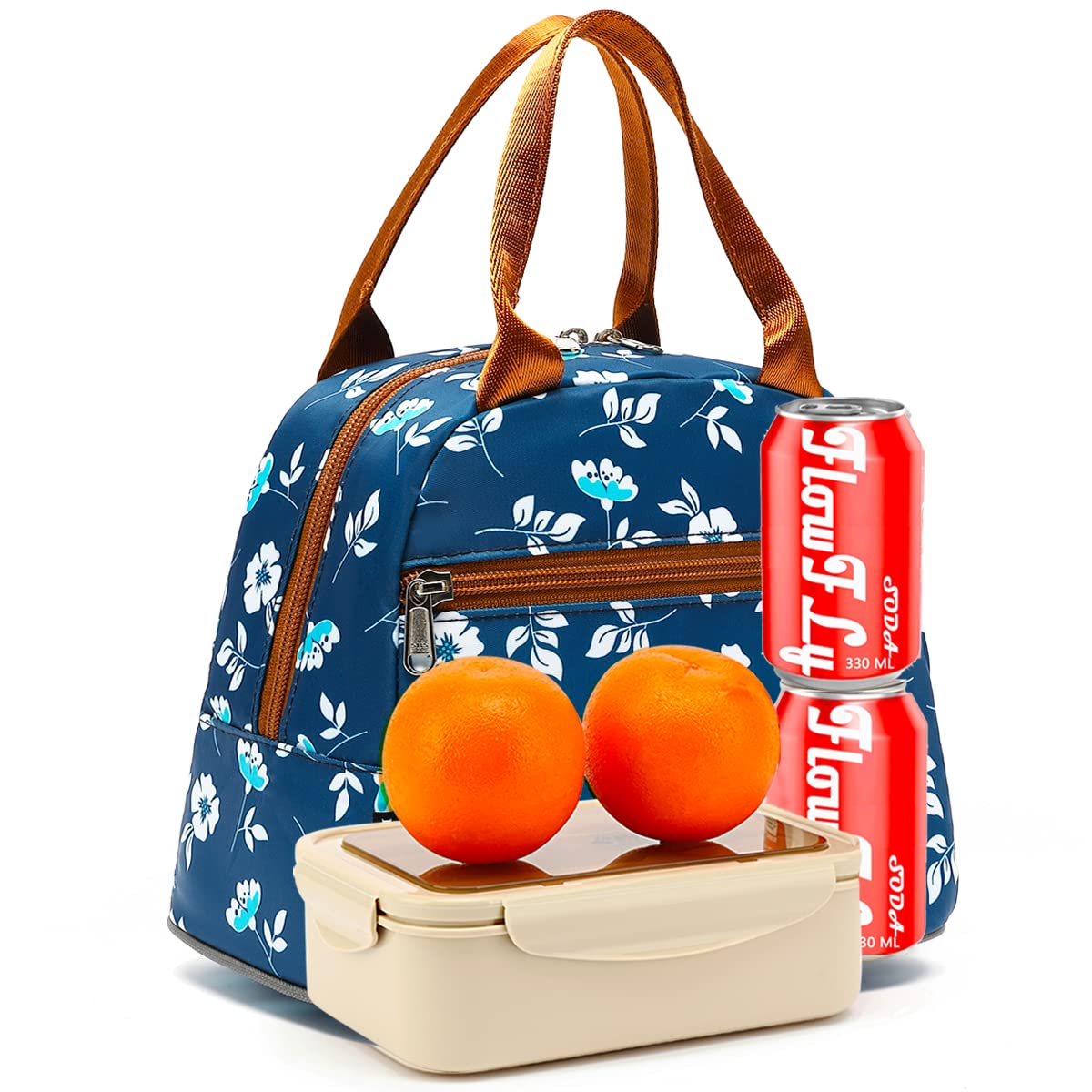 FlowFly Lunch Bag Tote Bag Lunch Organizer Lunch Holder Insulated Lunch Cooler Bag for Women/Men,Floral