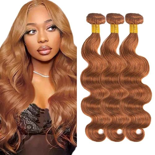 Brown Bundles Human Hair #30 Body Wave Bundles 12 14 16 inch Light Brown Body Wave Human Hair Bundle 150g