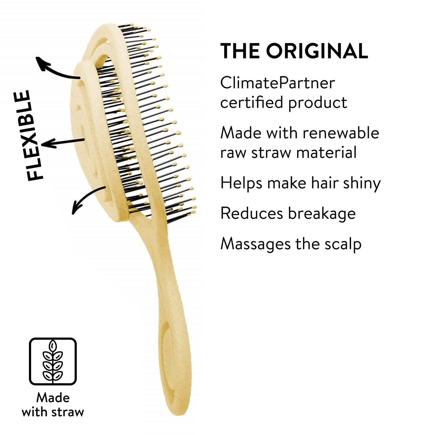 Chiara Ambra Organic Detangling Hair Brush for Women, Men & Children, Unique Spiral Hairbrush, Vented Hair Straightening Brushes for Straight, Curly & Wet Hair - Does not Pull on Hair – Yellow