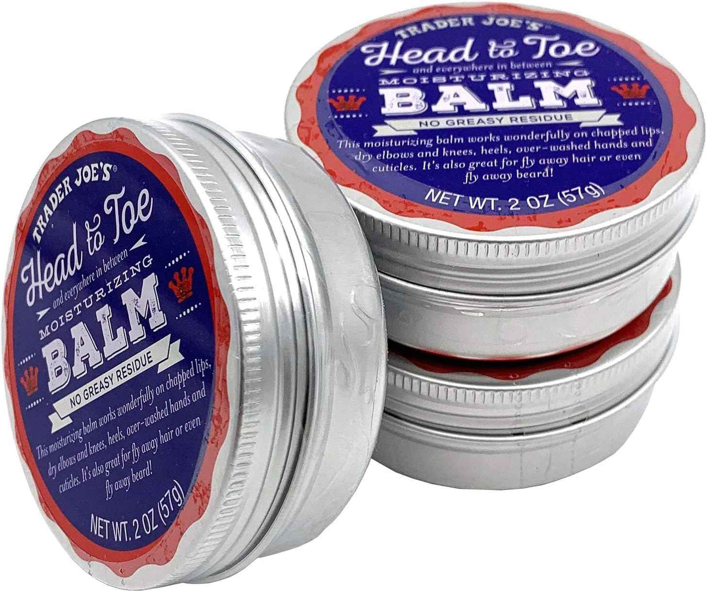Trader Joe's Head to Toe Moisturizing Balm and Beard Balm 2 Ounce, 3-Pack