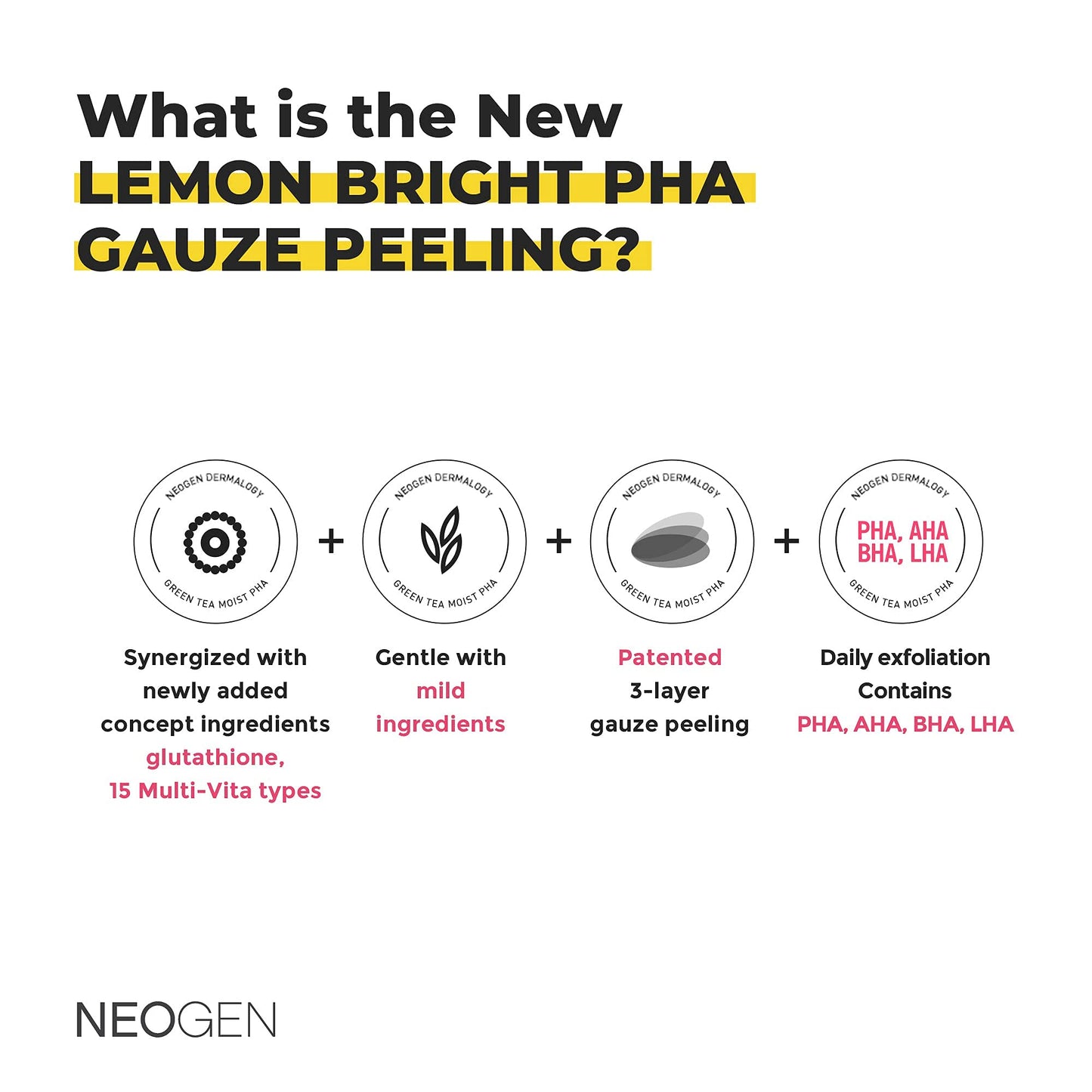 NEOGEN Lemon PHA Gauze Peeling Pads (30 pads) - Exfoliating Peeling Pad with AHA, BHA, PHA, LHA & Lemon & Glutathione & Niacinamide - Korean Skin Care