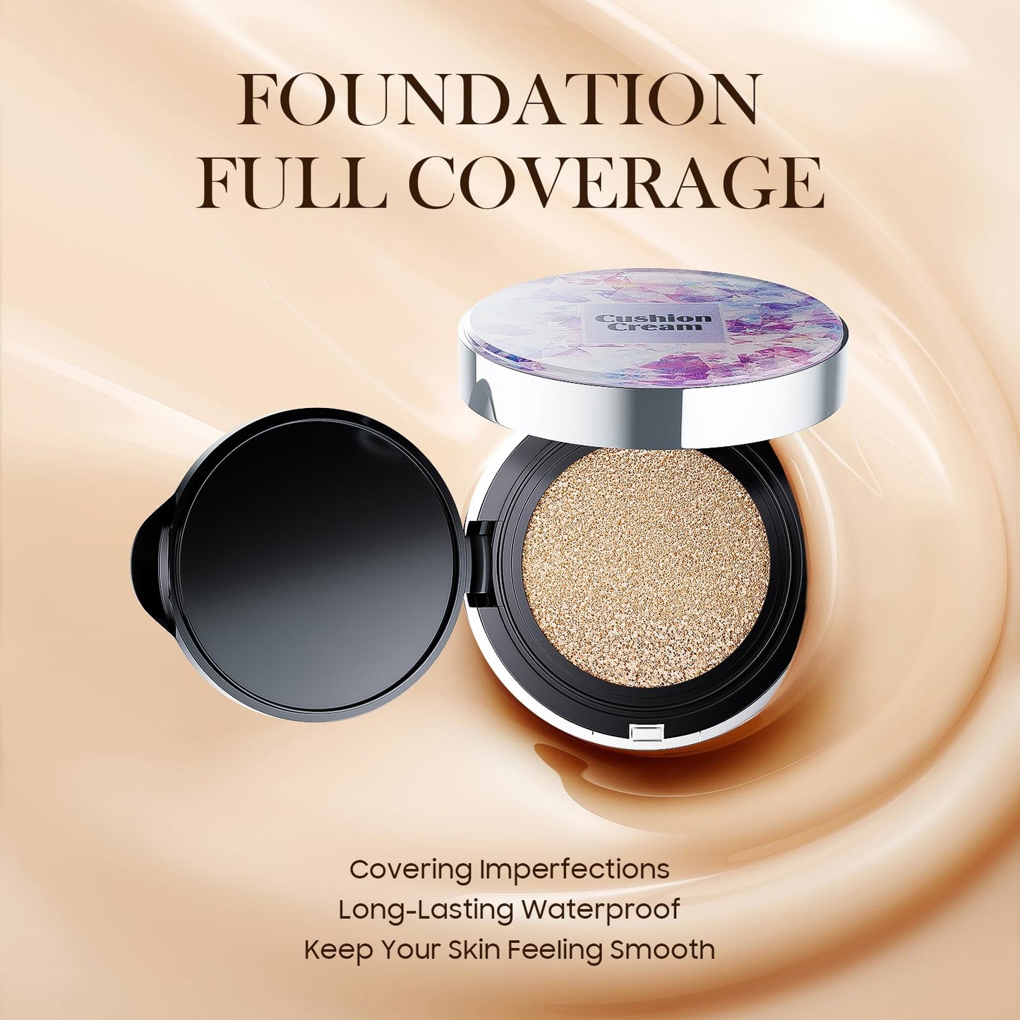 Air Cushion CC Cream Foundation - BB Cream Face Makeup Foundation Create Flawless Coverage, Dewy Face Makeup, Easy Application, All-Day Hold, All Skin Types (Natural, 3.21 Ounce)