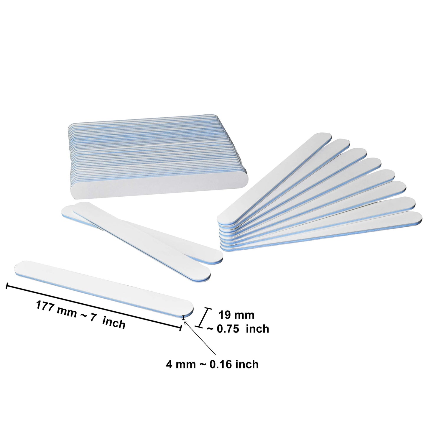 AMT 50 PCS Jumbo White Nail Files 180/180, White Nail File, Nail Files for Acrylic Nails, Emery Boards for Nails, 180/180 Grit Nail File (50 PCS Nail Files) (Grit 180/180 (Round, Blue))