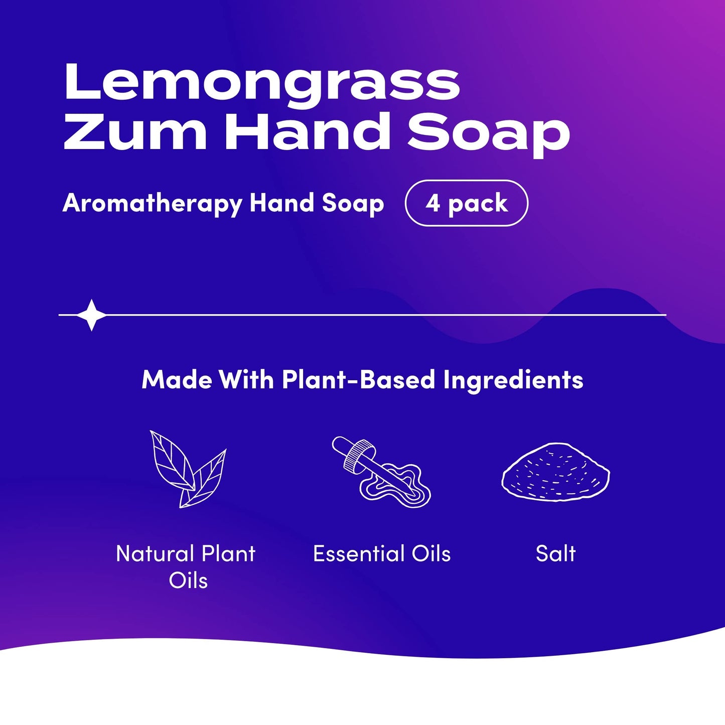 Zum Indigo Wild Hand Soap - Natural Liquid Hand Soap - Perfect Bathroom & Kitchen Hand Soap - Lemongrass Scent - 12 oz (4 Pack)