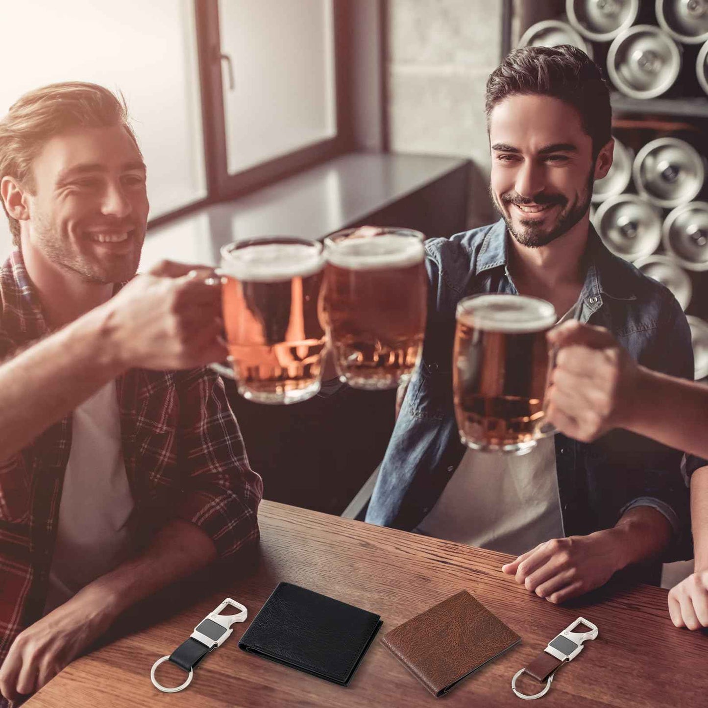 Huquary 6 Sets Christmas Gifts for Men Gifts Bulk Nail Clipper Multitool Pens Leather Wallet Keychain Party Favor