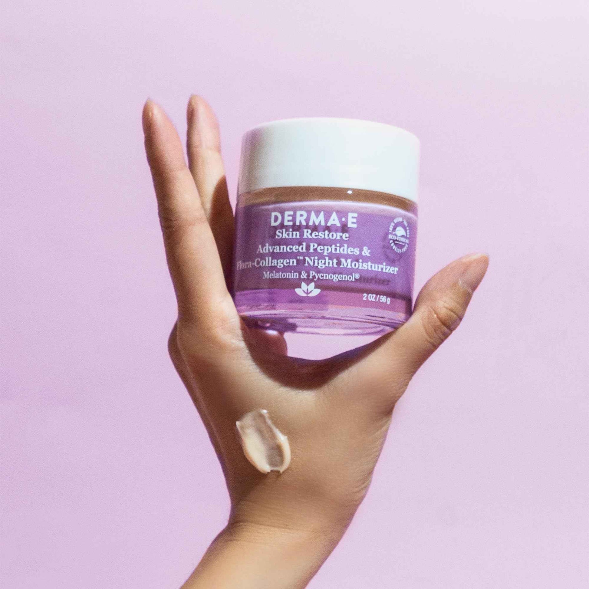 Derma E Advanced Peptides and Vegan Flora-Collagen Night Moisturizer – Hydrating Topical Facial Cream Improves Elasticity and Reduces Appearance of Lines and Wrinkles, 2 Oz