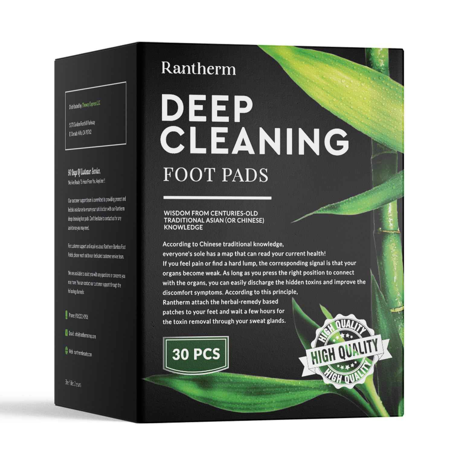 Rantherm Deep Cleansing Foot Pads: Bamboo Wood Ginger Foot Patches for Promoting Daily Relaxation and Sleeping 30 Packs