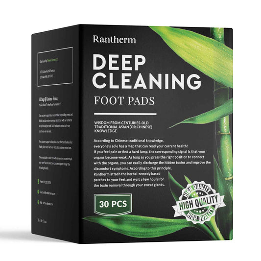 Rantherm Deep Cleansing Foot Pads: Bamboo Wood Ginger Foot Patches for Promoting Daily Relaxation and Sleeping 30 Packs