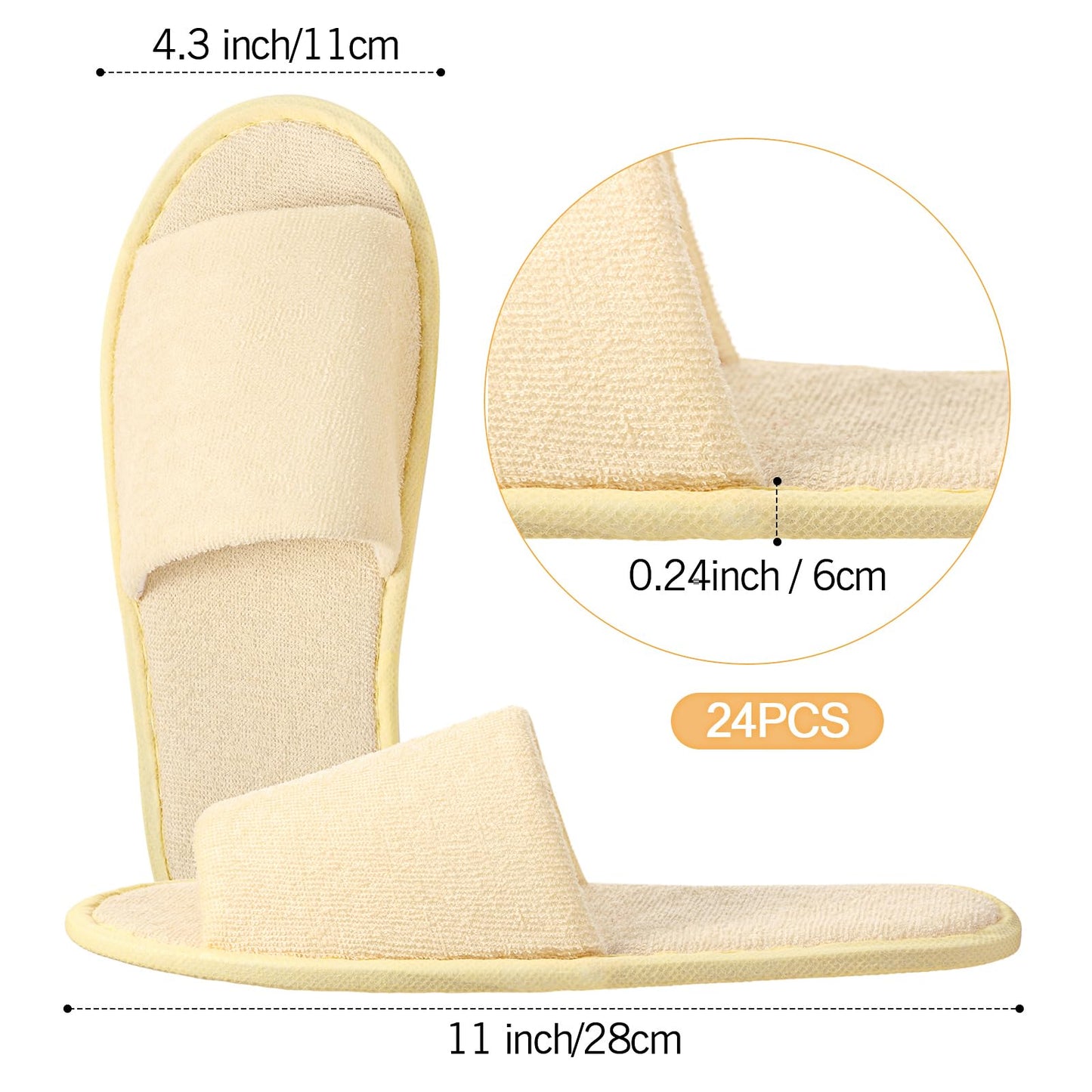 24 Pairs Spa Disposable Slippers Open Toe Non Slip Slippers for Women Men Guests Hotels Home Party Housewarming(Black, White, Khaki, Light Gray)