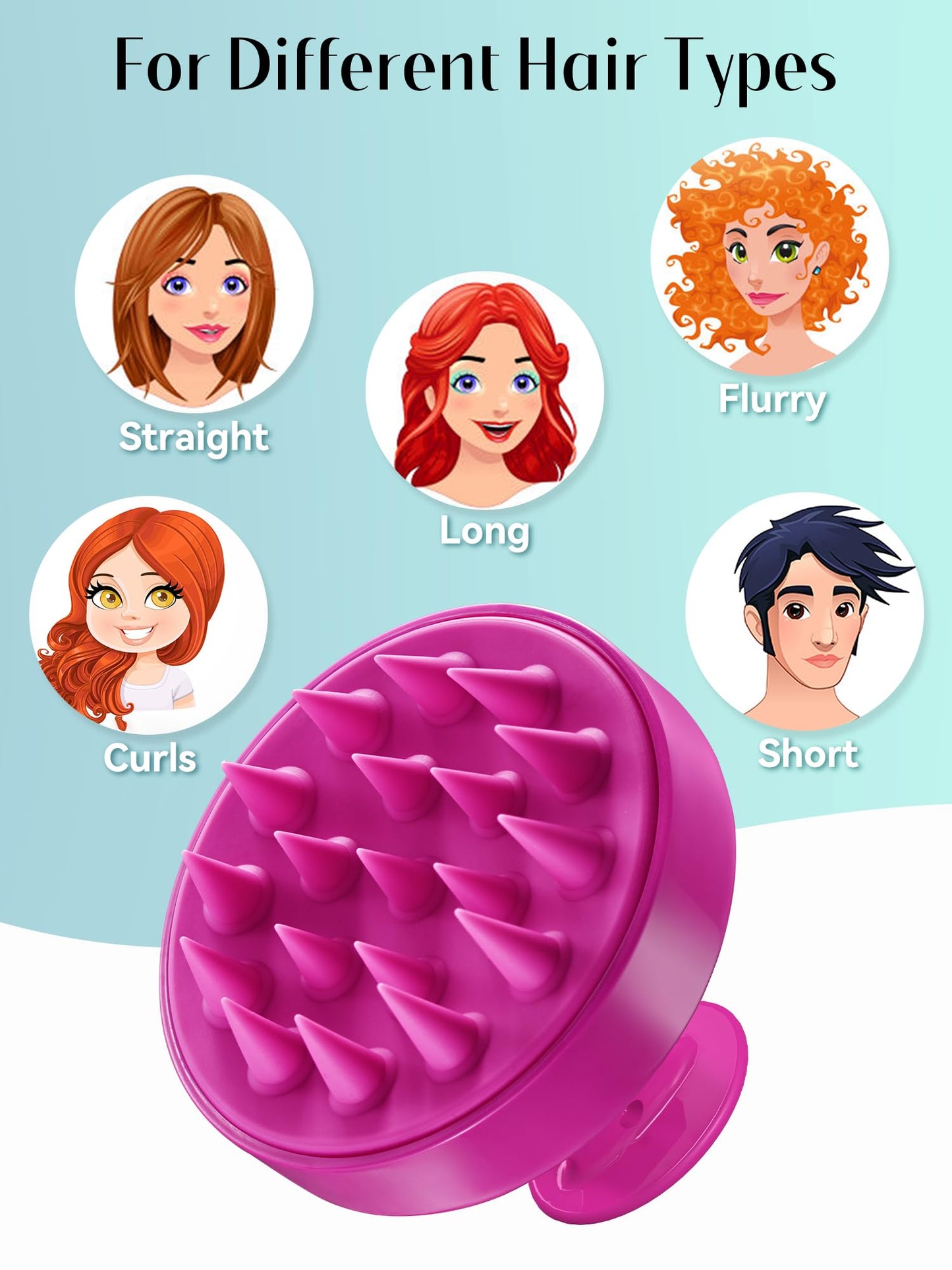 HEETA Scalp Massager Hair Growth, Scalp Scrubber with Soft Silicone Bristles for Hair Growth & Dandruff Removal, Hair Shampoo Brush for Scalp Exfoliator, Hot Pink