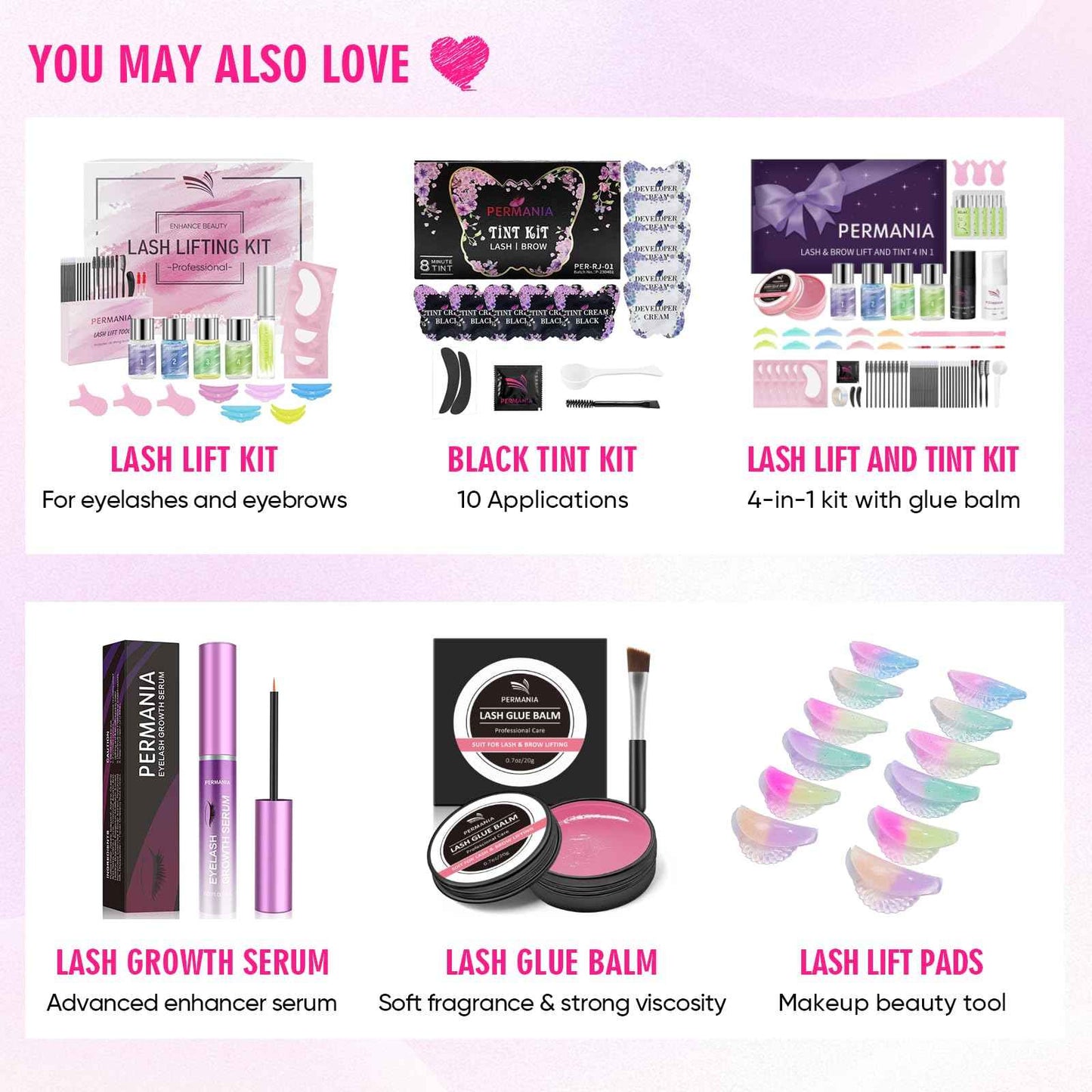 PERMANIA Lash Lift Kit, Lash Perm Kit, Fast Eyelash Lifting 5 Minutes DIY at Home with Strong Glue Disposable Sachet Lash Lifting Kit Last 6 Weeks (30pcs）