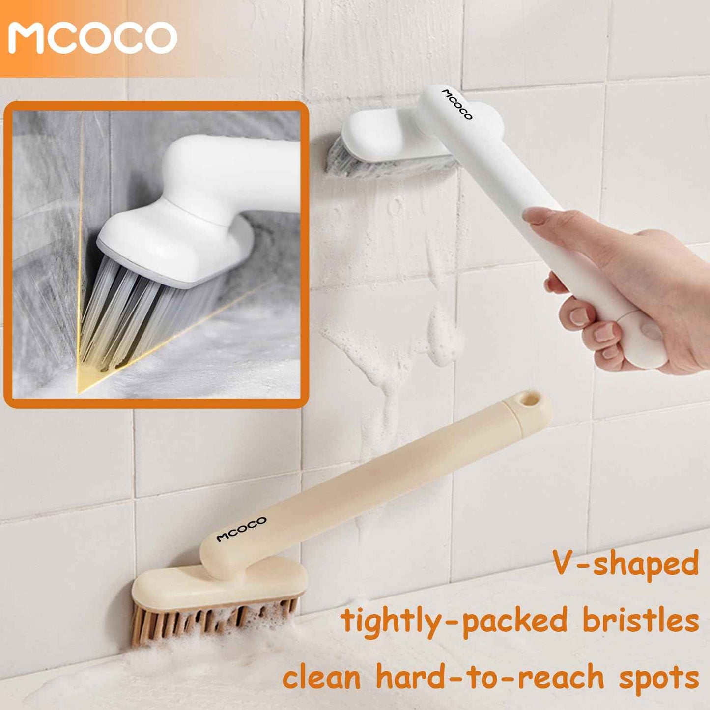 MCOCO Crevice Cleaning Brush Cleaning Brushes for Household use Multi-Purpose Hard Bristle Brushes Bathroom Brush for Kitchen Window Toilet Grout Bottle Sink Corners Blender Small Spaces 2 Pack White