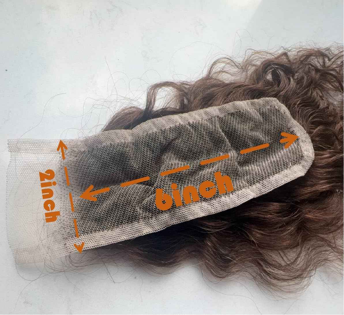 Brown Water Wave 2x6 Lace Closure Top Swiss Lace Water Wave Remy Human Hair Deep Middle Part Closure Color #4 With Baby Hair 14 Inch