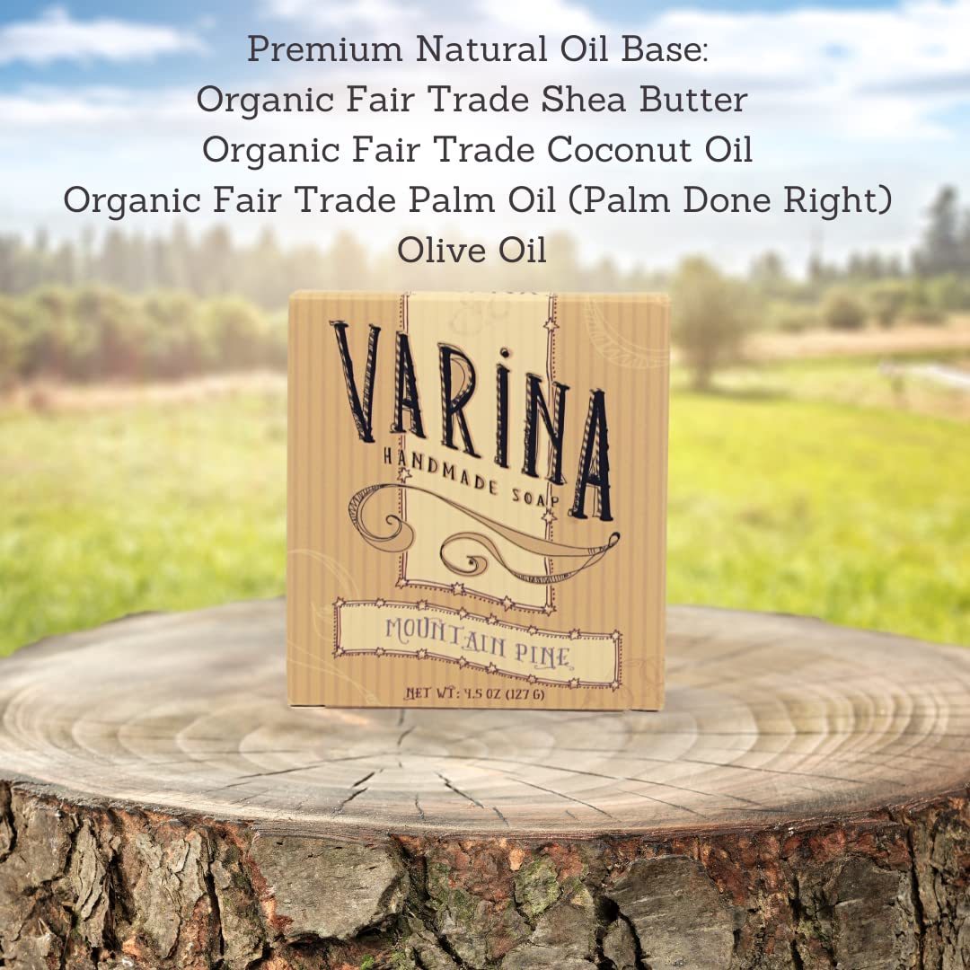 Varina Natural Mountain Pine Bar Soap - Gentle Cleansing for Sensitive Skin, Fresh - 3 Pack - Experience Healthy and Glowing Skin