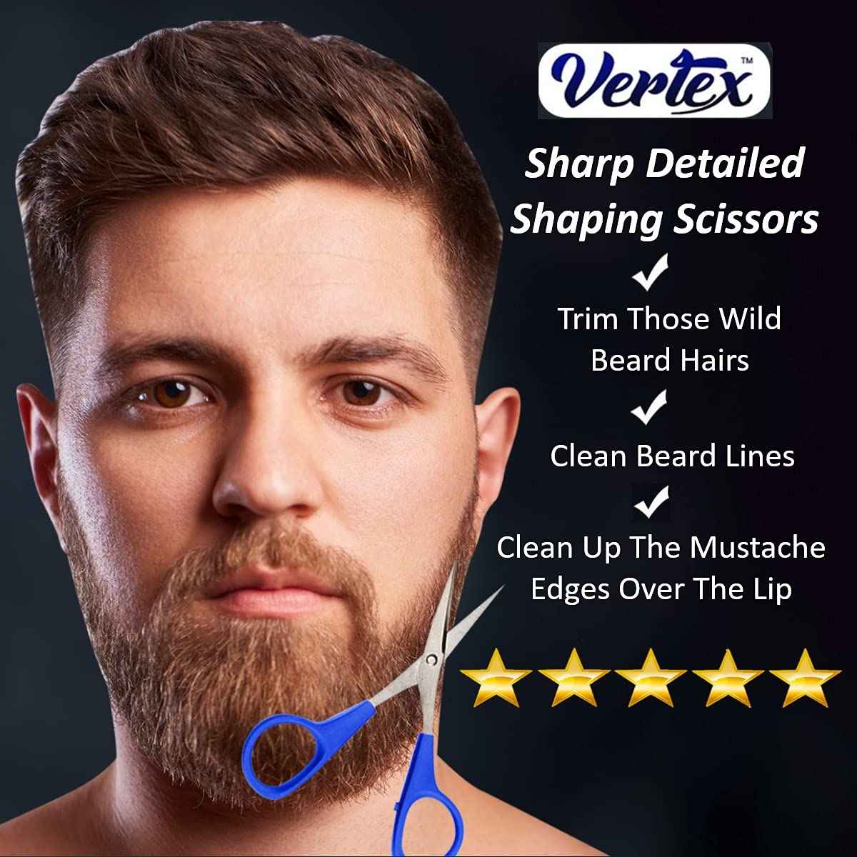 Mustache Scissors Grooming Kit Comb - Movember Travel Razor Mens Beard Trimmer Straight Edge Stainless Steel Shaping Tool For Men After Black Color Dye Goatee Shaper Clippers Balm Combs Wash Brush
