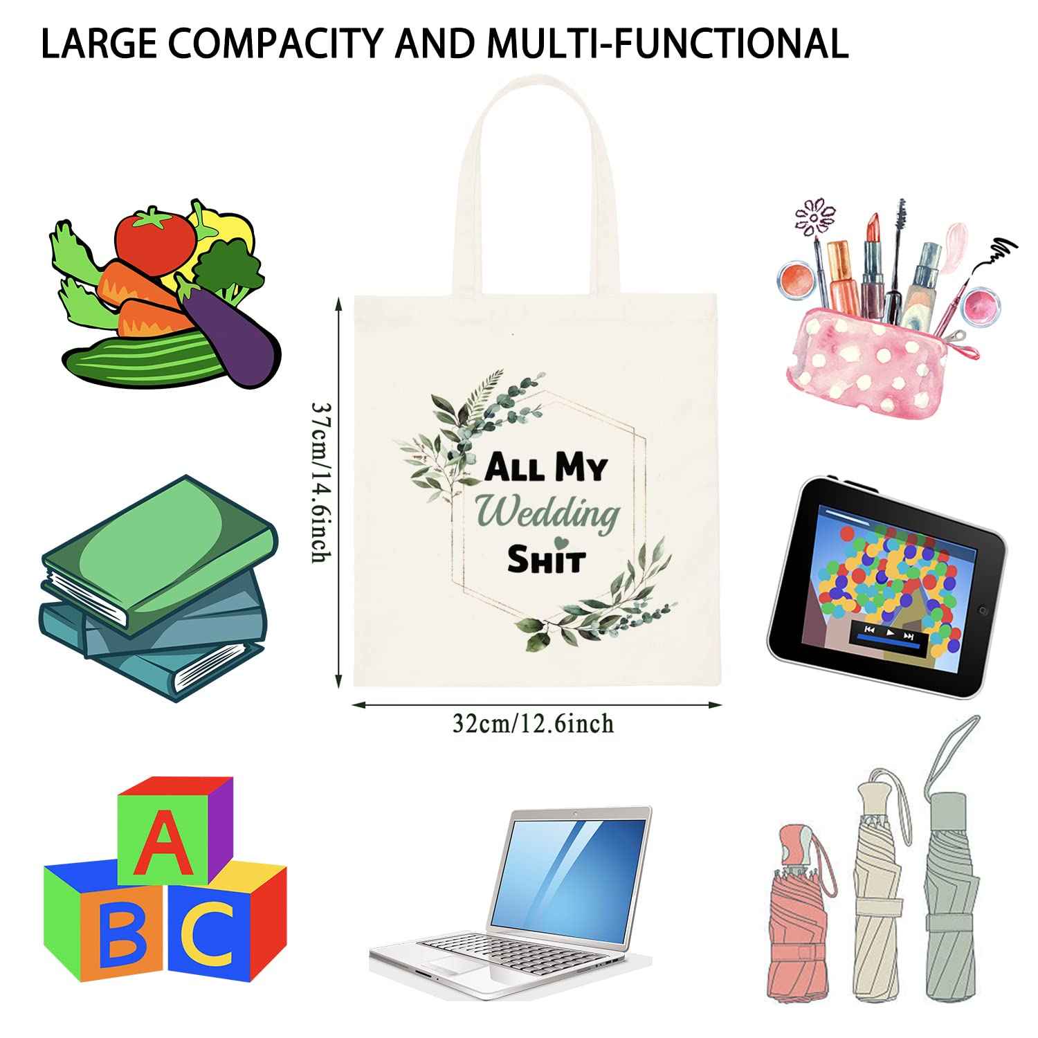 TSOTMO Bride To Be Gift Floral Bride Wedding Day Emergency Kit Tote Bag