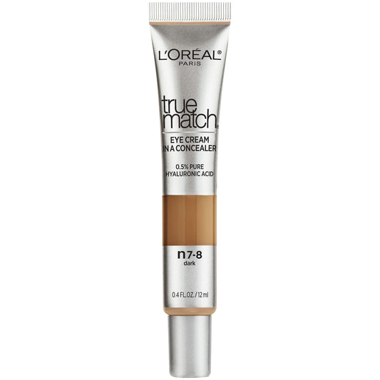 L’Oréal Paris True Match Eye Cream in a Concealer, 0.5% hyaluronic acid, Dark C7-8, 0.4 fl. oz. (Pack of 2)