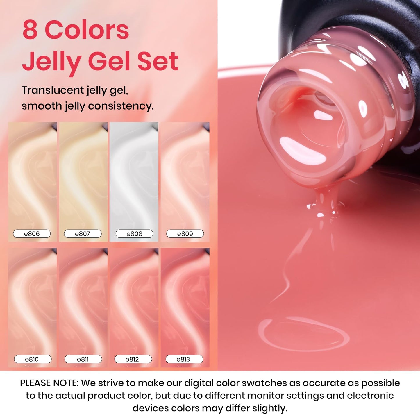 Beetles Jelly Gel Nail Polish, 8Pcs Nude Pink Classic Nails Milky White Gel Polish Nails Art Soak off Uv LED Manicure Gift Set Nail Trend Gift for Women