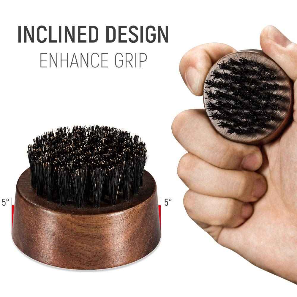 BFWood Boar Bristle Beard Brush for Men - Black Walnut Wood