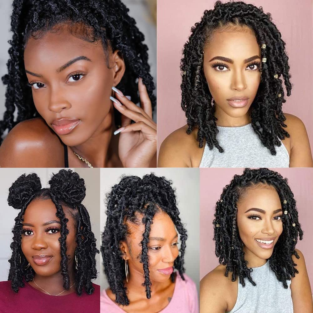 8 Packs Pre-Separated Springy Afro Twist Hair Suitable for Damaged Soft Locs Synthetic Marley Twist Braiding Hair (18 inches, 1B)