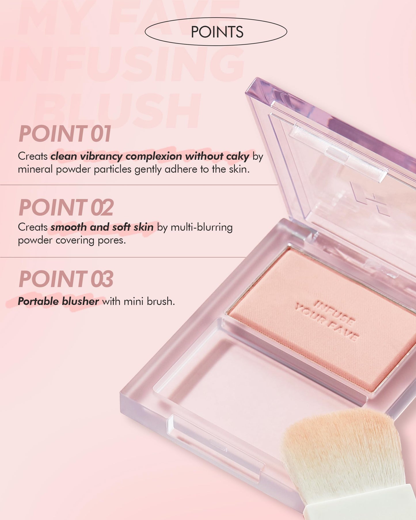 HOLIKA HOLIKA Infusing Blush with Brush - Lightweight, Smooth, Blendable Cheek Blusher, Sebum-Control, Natural Pore Coverage, Built-In Brush, Long-Lasting Pigment for Romantic Mood (04 MOOR)