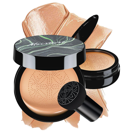 Mushroom Head Air Cushion CC Cream Foundation - BB Cream Concealer Oil Control Long-Lasting, Waterproof Base Primer, Cream Foundation Full Coverage for Mature Skin & All Skin Types (Medium)