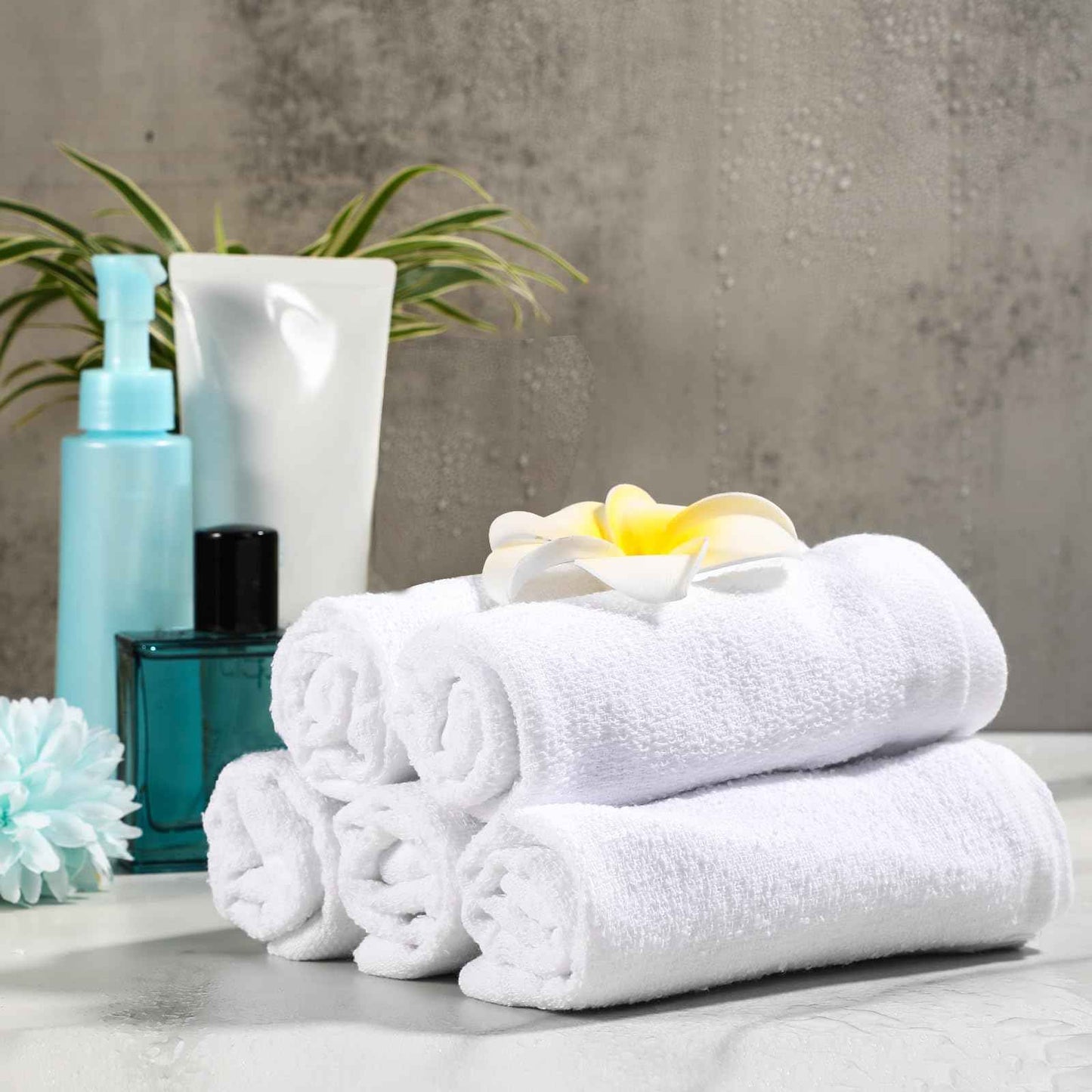 Patelai 60 Pcs White Washcloths Set Face Cloth Absorbent Soft Cotton Face Towel Multipurpose Machine Washable Towels Travel Supply Gym Needs for Bathroom Kitchen Hotel Spa and Gym, 10 x 10 Inch