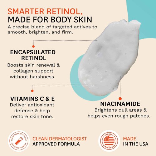 Fig.1 Retinol Body Serum – Advanced Skin Booster for Crepey Skin, Stretch Marks, Anti-Aging & Dark Spots – Glowing, Non-Greasy Retinoid Treatment with Niacinamide, Vitamin C & Retinol – 3.4 oz