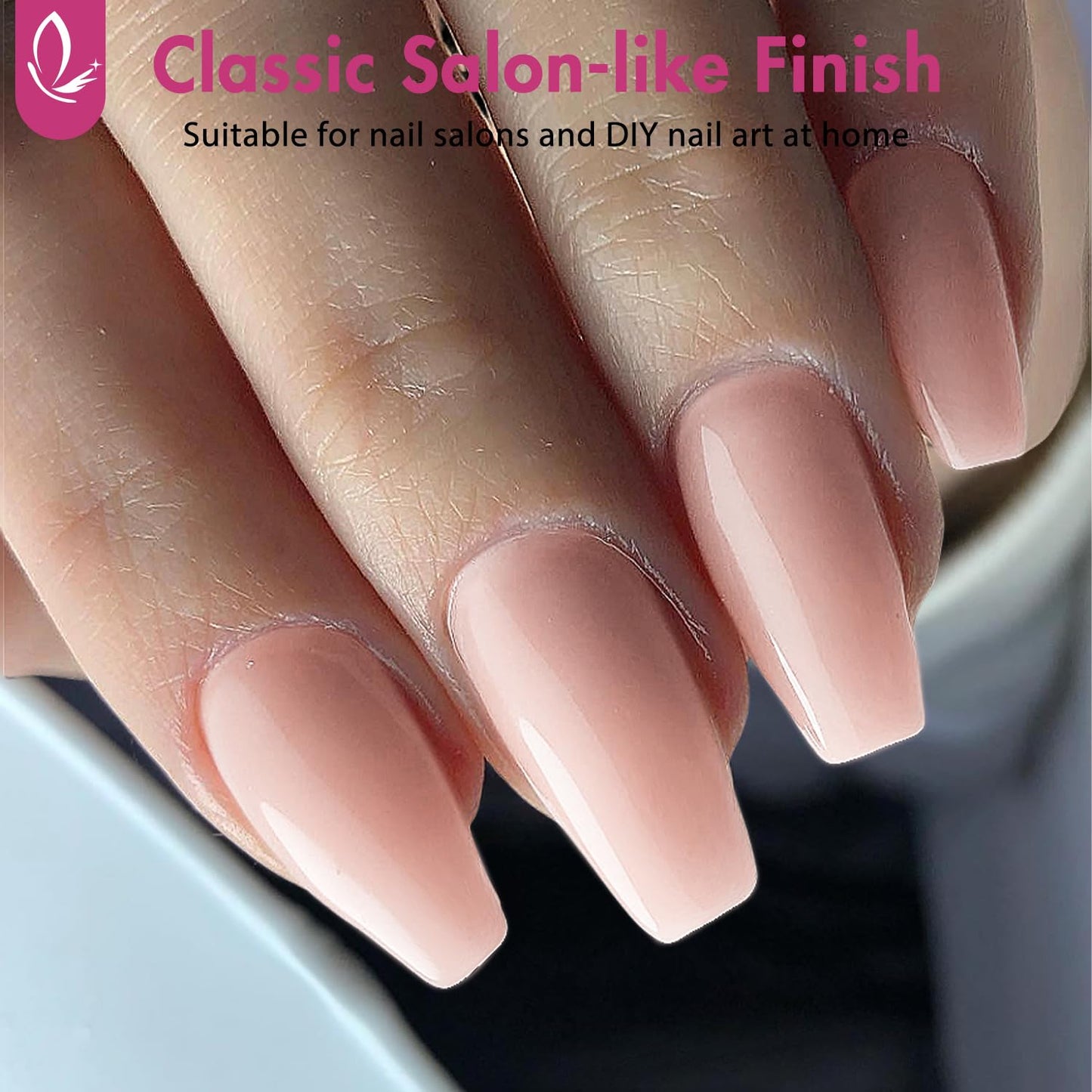 Nude Pink Gel X Nail Tips Medium Short Coffin Gel X Nails Pre-colored Gel X Tips Medium Press on Nails Pre Applied Tip Primer Soft Gel Nail Tips Natural Acrylic Fake Nails Extensions for DIY, 300Pcs