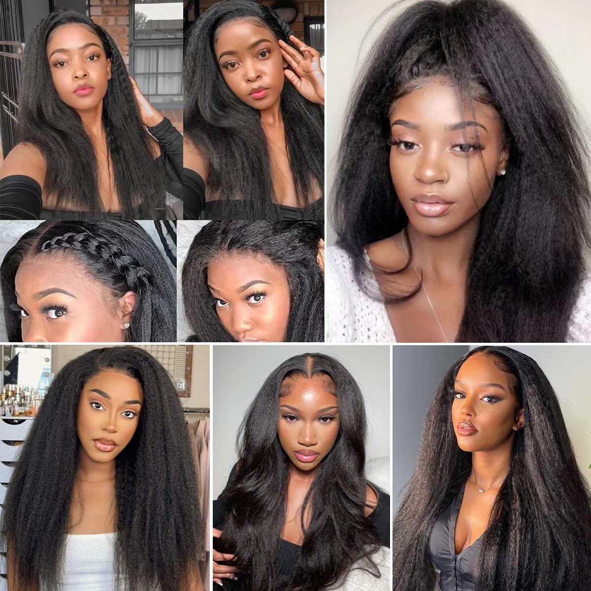 16 inch Kinky Straight Bundles Yaki Straight Human Hair 1 Bundles Natural Black Color 100% Unprocessed Brazilian Virgin Hair Kinky Straight Human Hair For Black Women