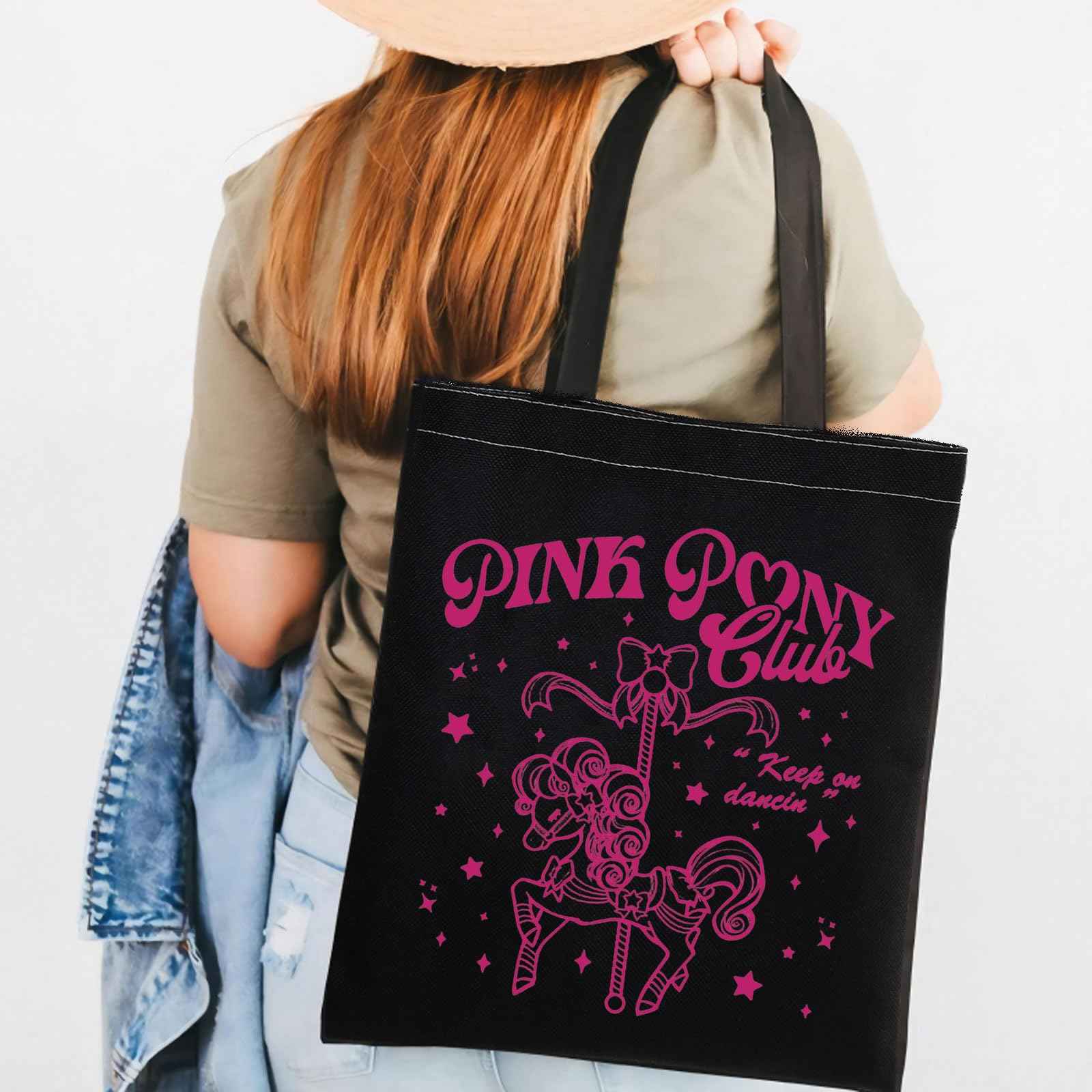 TOBGBE Singer Music Lover Gift Midwest Princess Pink Pony Club Shopping Bag Singer Fan Lyrics Music Concert Merch (West Club BK)