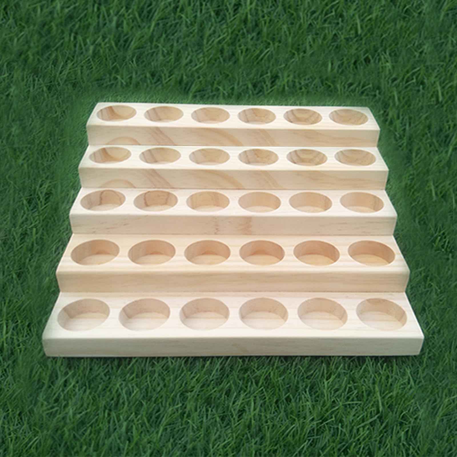 LONG TAO Wooden Essential Oil Display Stand 5 Tier Essential Oil Holder Solid Wood Essential Oil Rack 5 Layer 30-Bottle Essential Oil Display Stand Tabletop Oil Display Holder for 5-20ml Bottles