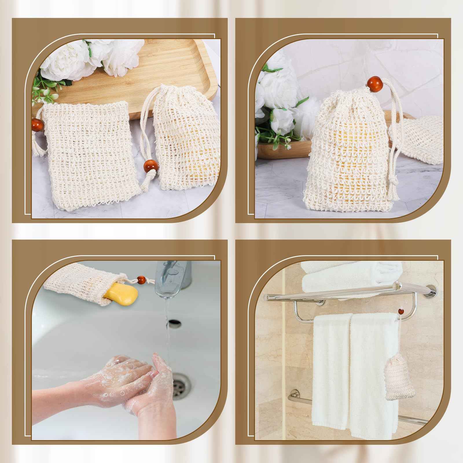 50 Pack Soap Saver Bags, Natural Cotton Linen Mesh Soap Bag with Drawstring for Exfoliating, Foaming, and Drying, Bar Pouch for Bath and Shower Use (3.5x5.5 Inch)