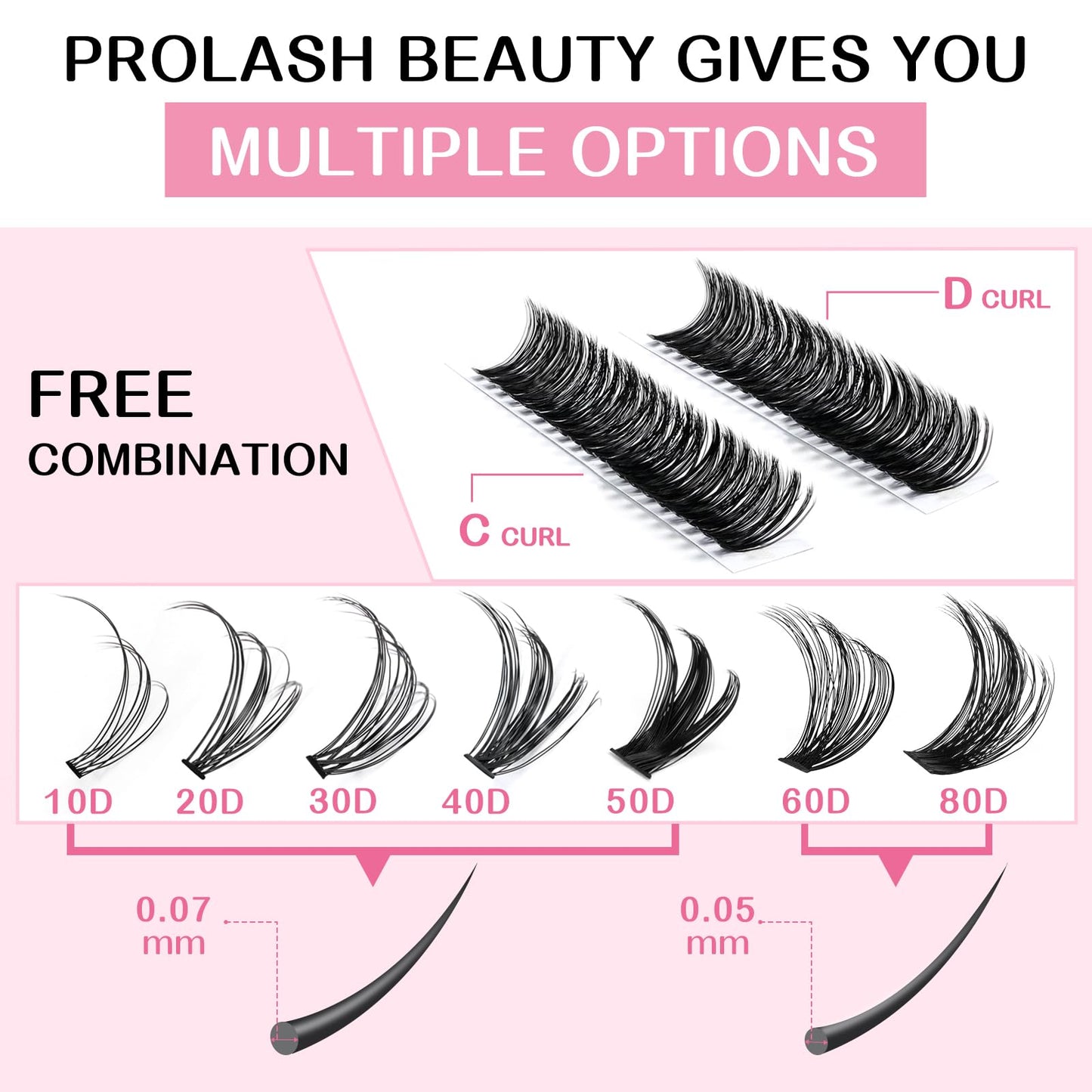 Individual Lashes 60D Mixed 0.05 Lash Clusters 14 Rows that Look Like Eyelash Extensions DIY Lash Extension Self Application At Home (60D-C-9-16mix)