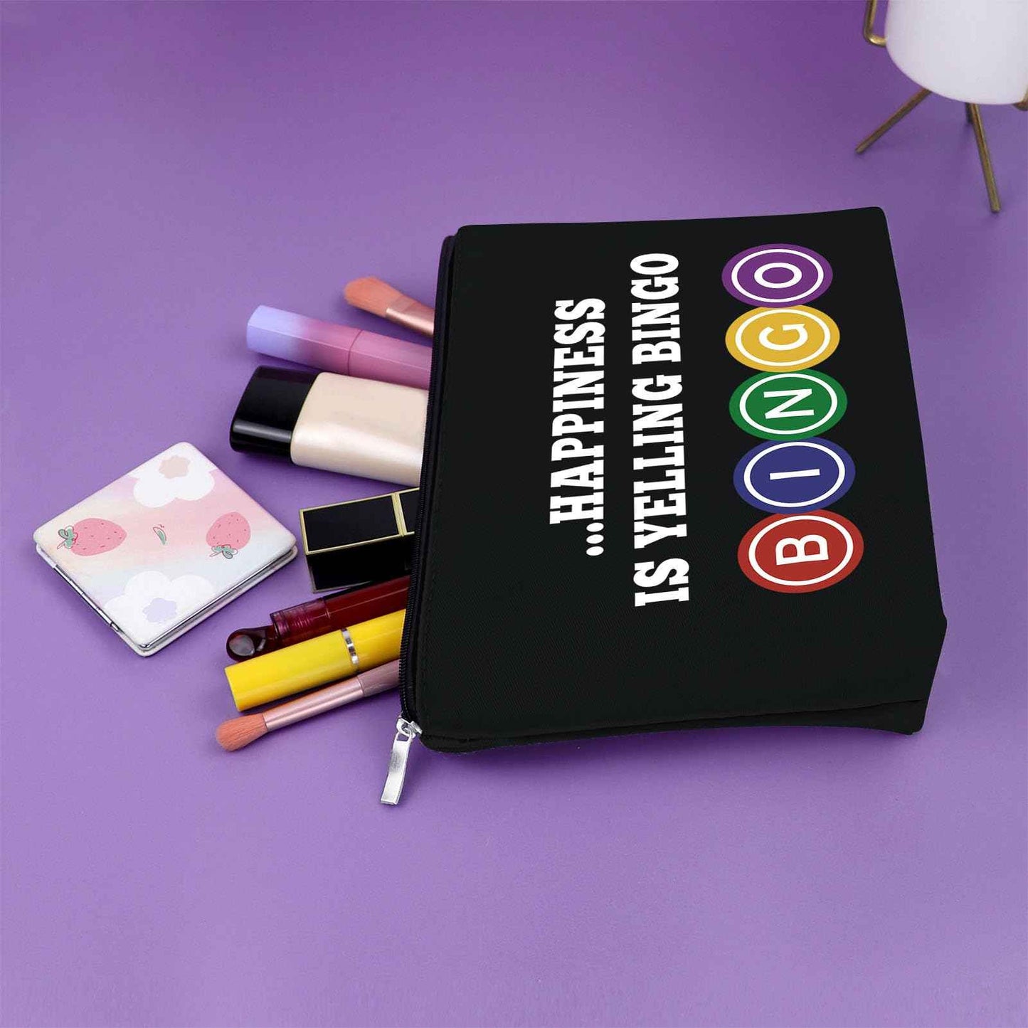 Sazuwu Bingo Gifts for Women Makeup Bag Funny Gifts for Bingo Lovers Bingo Player Gifts Cosmetic Bag Gambling Birthday Gift Bingo Themed Gifts Lucky Bingo Birthday Christmas Gift Travel Pouch, Black