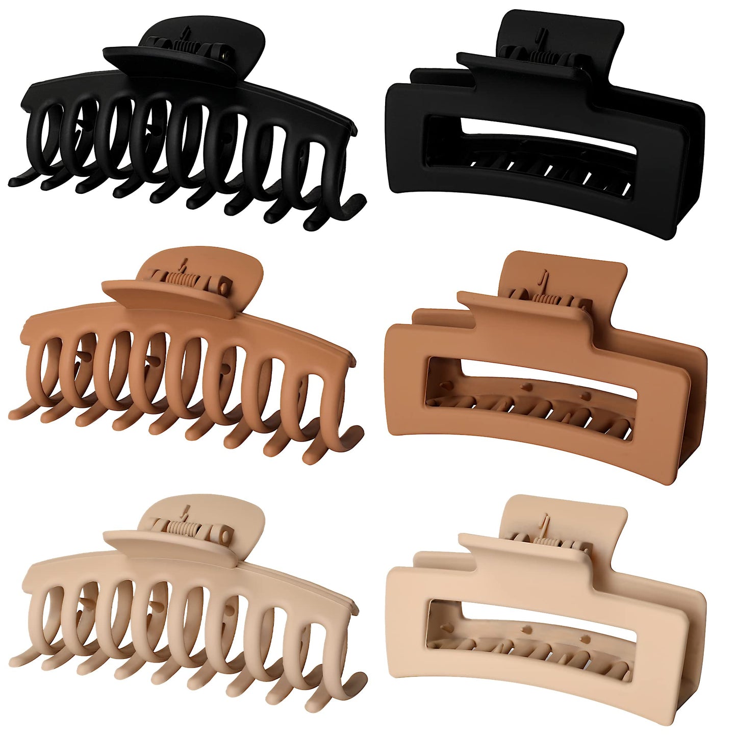 Vsiopy 3.5 Inch Hair Clips for Women - 6 Pack Non Slip Claw Clips for Thick, Long, Fine Hair, Matte Black Jaw Clips