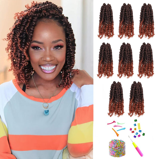 Miss Sula Passion Twist Hair-Pre-twisted Passion Twists,Pre-Looped Crochet Braids Made Of Bohemian Hair Synthetic Braiding Hair Extensions (6 Inch(Pack of 8), T1B/350)