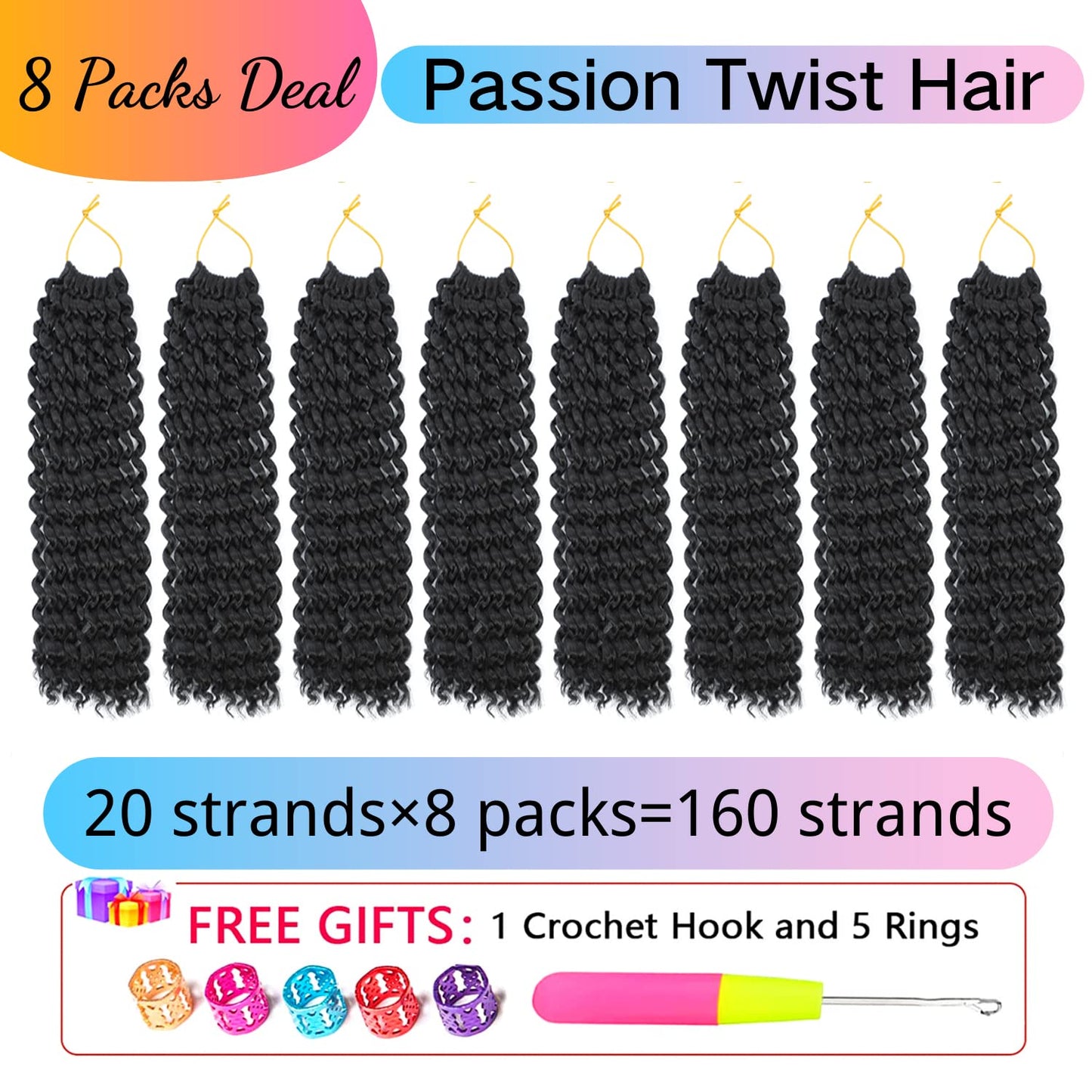 Passion Twist Hair 12 Inch Water Wave Crochet Hair for Black Women Short Passion for Butterfly Locs 8 Packs Bob Spring Synthetic Curly Twist Braiding Hair Extensions 1B Natural Black1