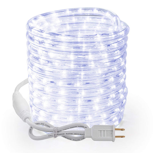 Brizled Rope Lights, 51ft 612 LED Rope Lights, 120V Plugin Christmas Rope Lights Connectable, Waterproof Cool White Indoor Outdoor Tube Lights Flexible for Holiday Garden Yard Corridor Patio Decor