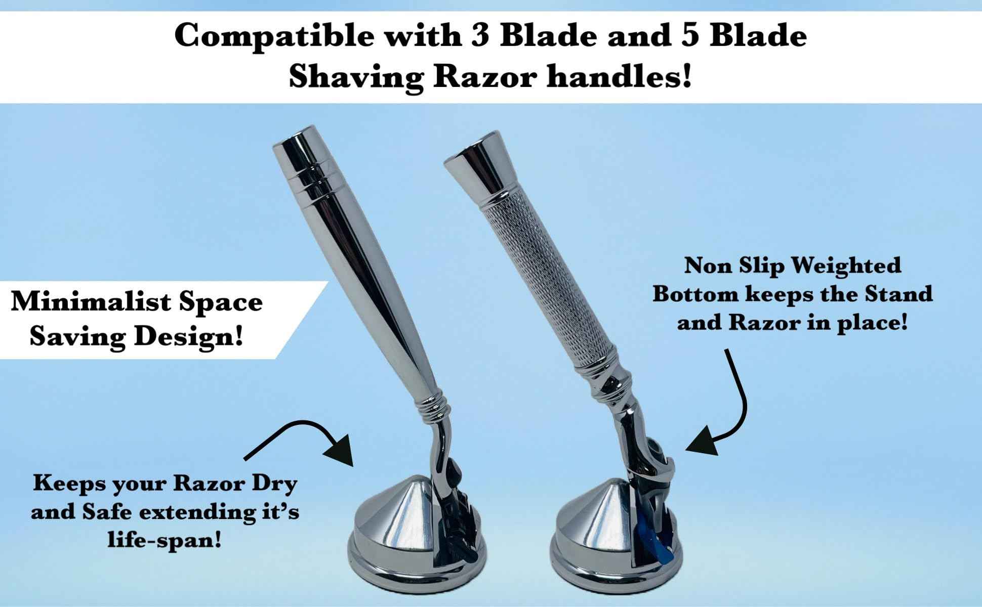 G.B.S Heavy Duty Chrome Base Shaving Razor Stand
