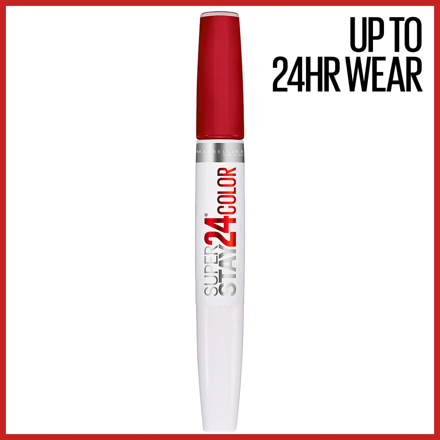 Maybelline Super Stay 24, 2-Step Liquid Lipstick Makeup, Long Lasting Highly Pigmented Color with Moisturizing Balm, Optic Ruby, Ruby Red, 1 Count