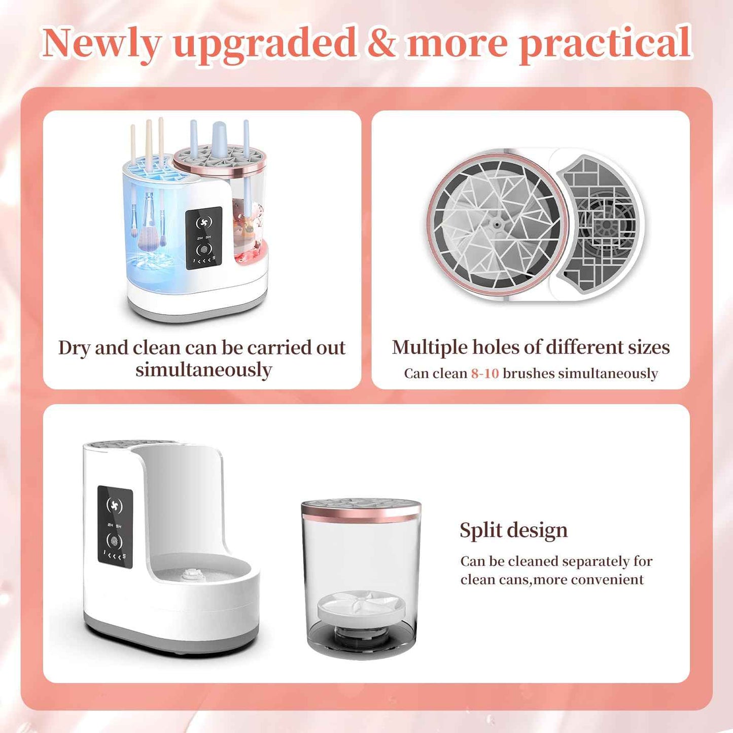 LARDERGO Makeup Brush Cleaner Machine, Ultimate Efficient Electric Automatic Cleaner and Dryer for All Types of Makeup Brushes