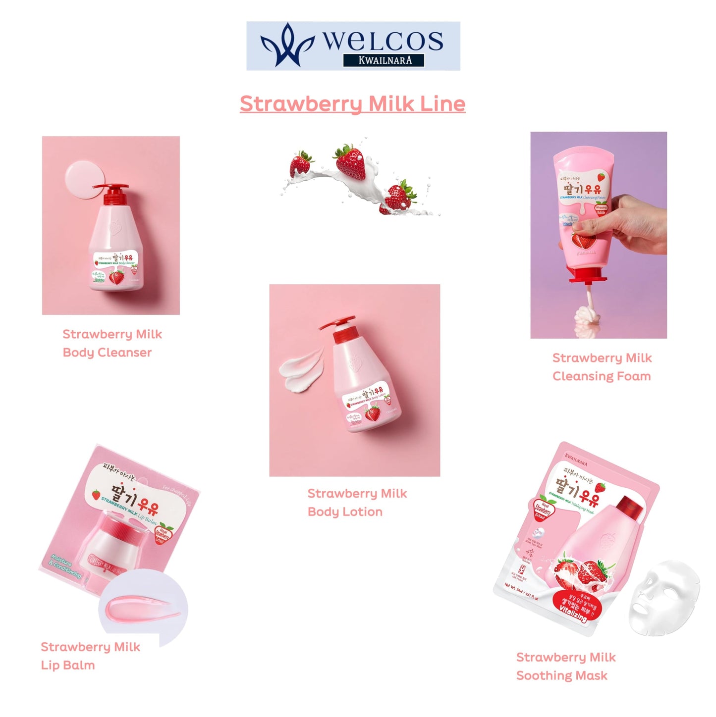 WELCOS KWAILNARA Milk Body Lotion 560 g / 19.75 Fl. oz (Strawberry)