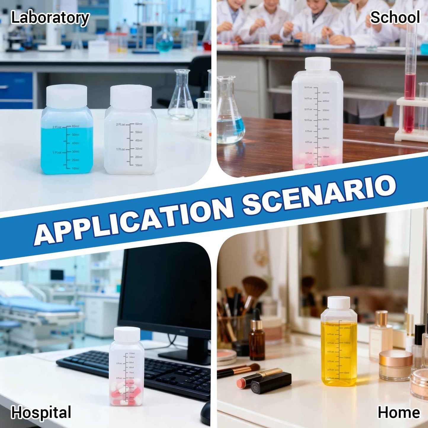 UMETASS 4 Pack 8oz Plastic Travel Bottles with Lids - Small Leak-Proof Containers for Liquid, Water, Pill Storage, Clear Empty Squeeze Bottles with Caps, BPA-Free