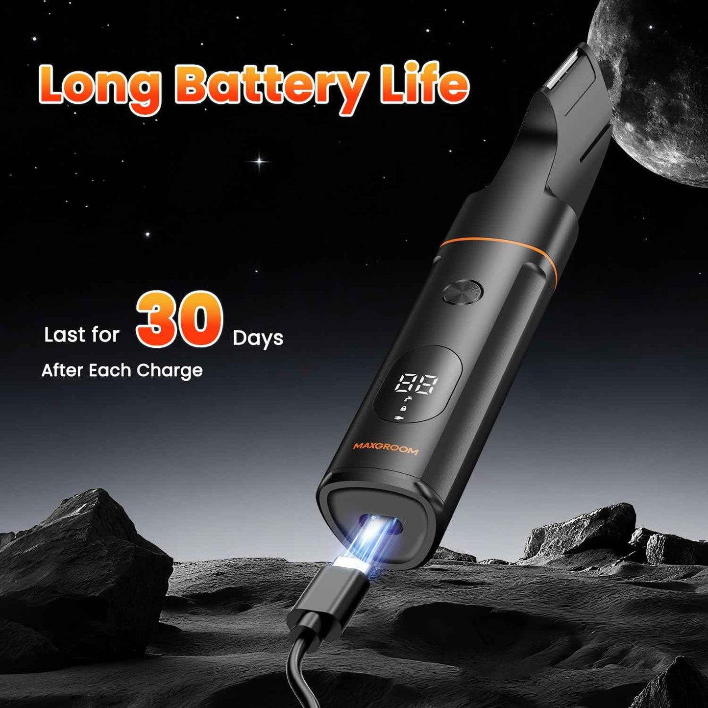 MAXGROOM Manscape Body Hair Trimmer for Men, Waterproof Pubic, Groin & Ball Shaver, No-Nick Mens Electric Grooming Kit with LED Display, USB Rechargeable, Adjustable Guide Comb