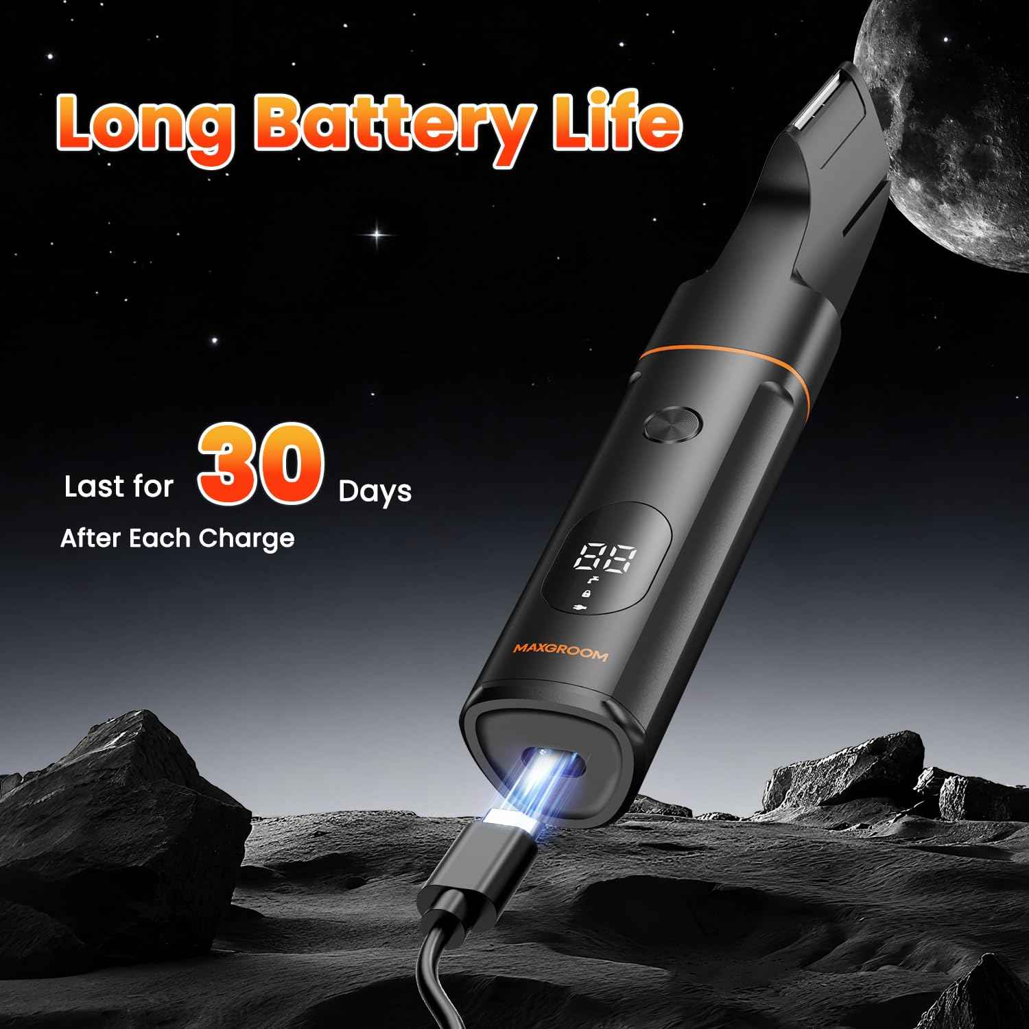 MAXGROOM Manscape Body Hair Trimmer for Men, Waterproof Pubic, Groin & Ball Shaver, No-Nick Mens Electric Grooming Kit with LED Display, USB Rechargeable, Adjustable Guide Comb